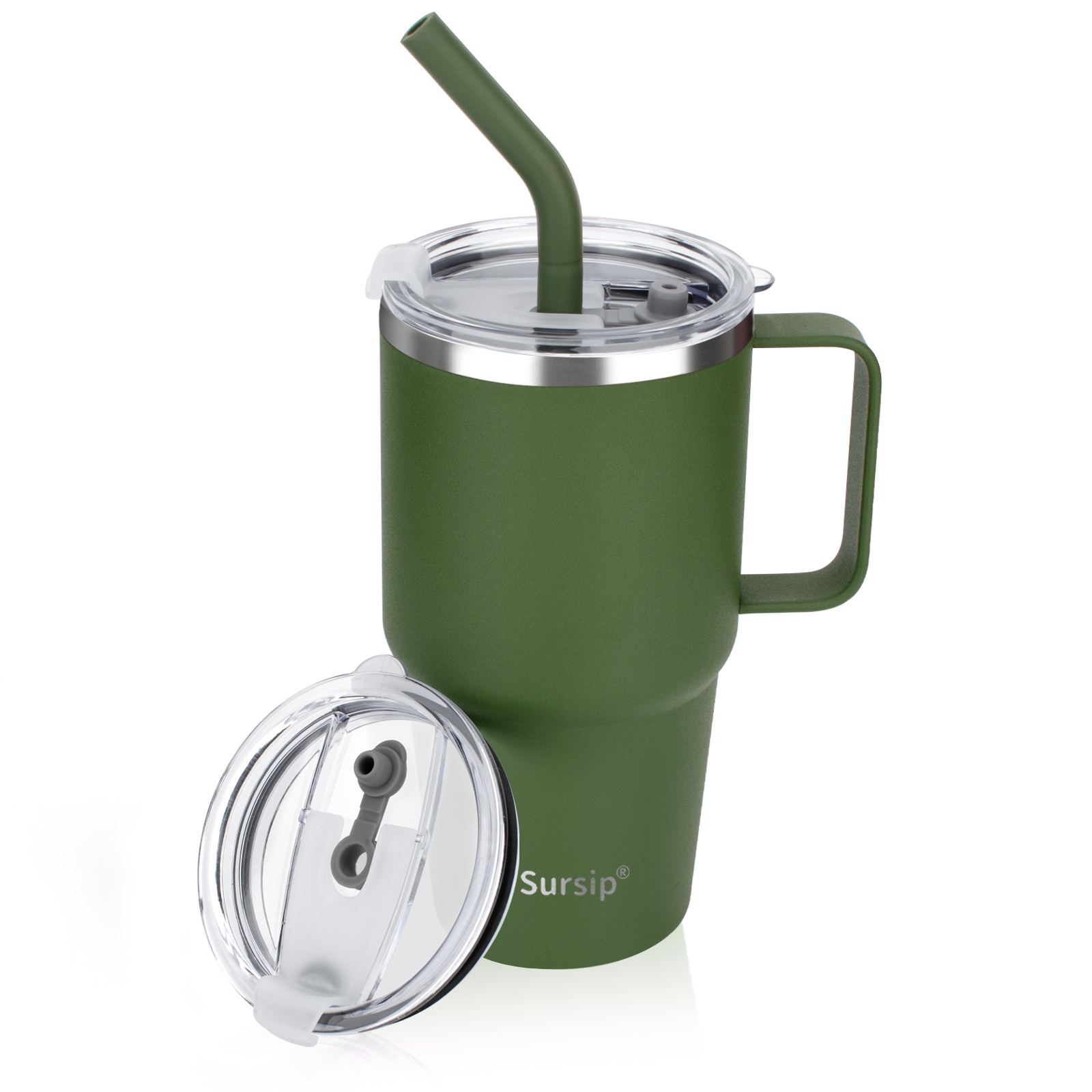 Sursip 32 oz Insulated Tumbler with Handle and Straw Lid, Vacuum